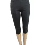 Women Black Lounge Capri with Side Pocket